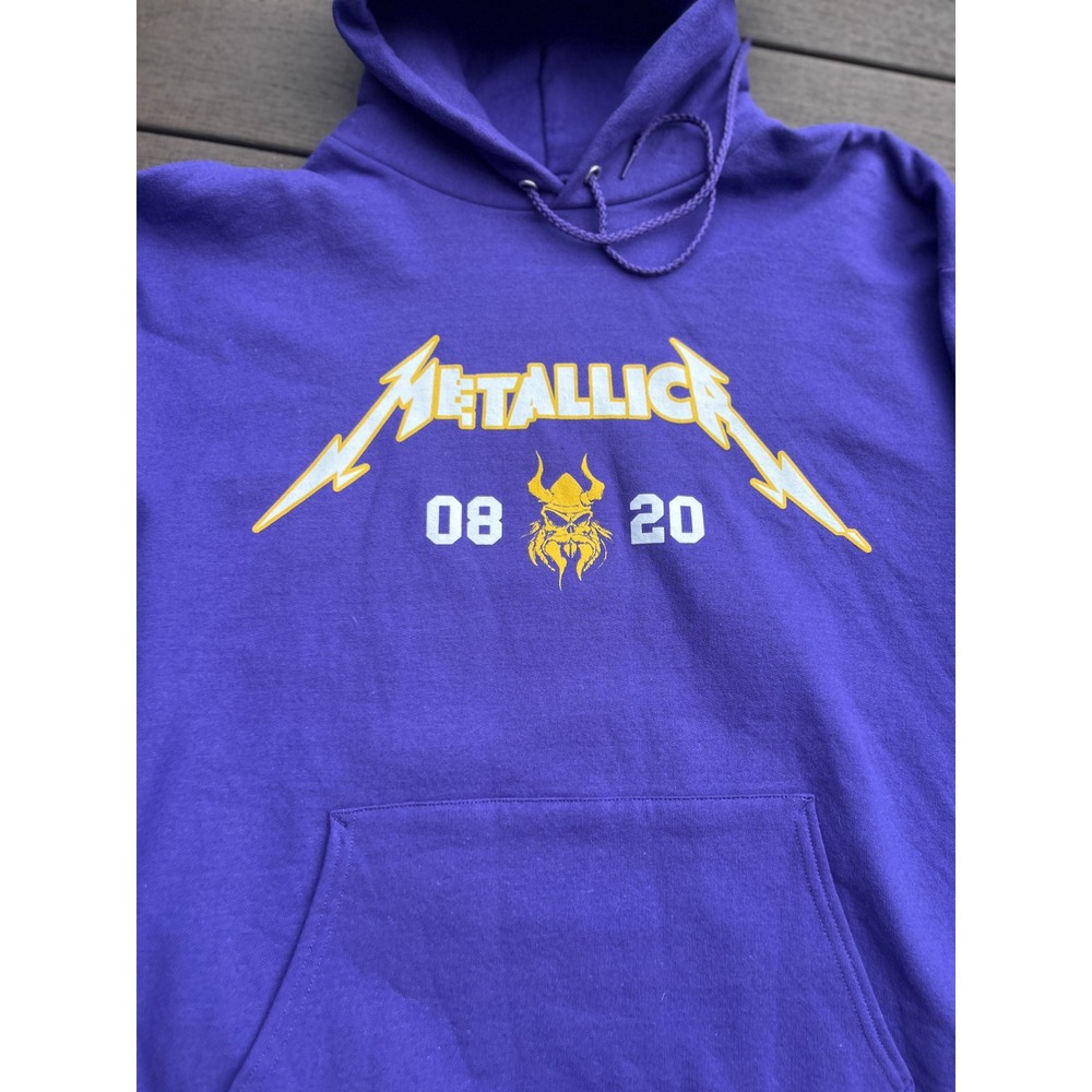 Metallica Minnesota Vikings Purple Hoodie Hanes XL (197)